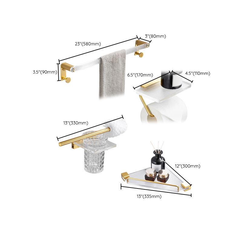 Avtoit | Bathroom Accessories Set in Gold Metal and Acrylic Bathroom Accessories Set