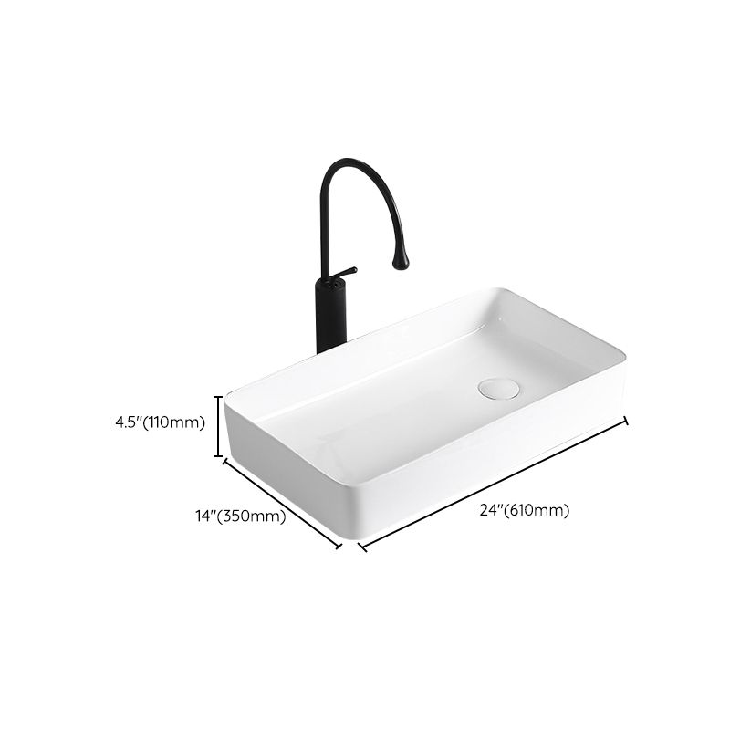Avtoit | Modern Vessel Sink Porcelain Rectangular Vessel Sink (Not Including Faucet)