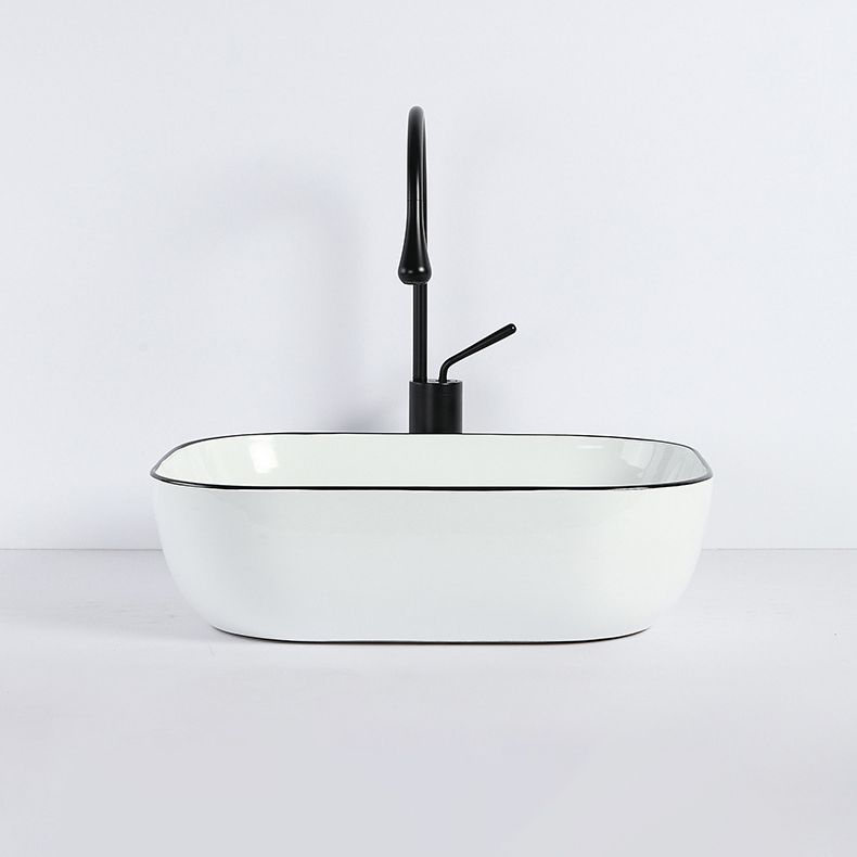 Avtoit | Contemporary sink with pop-up drain porcelain rectangular basin