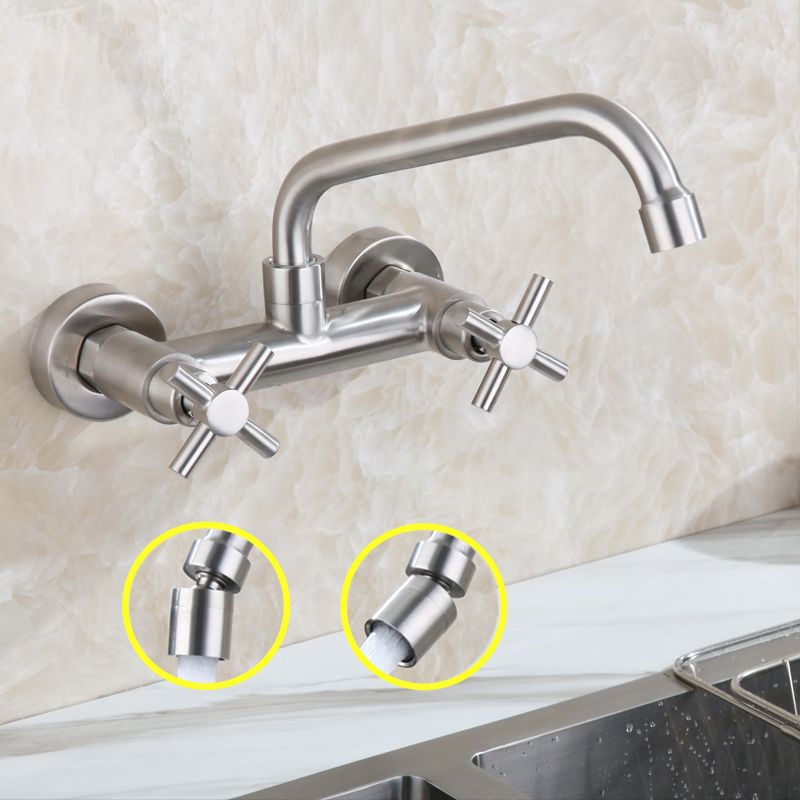Avtoit | Round 2-Handle Bathroom Faucet Single Hole Wall Mounted Bathroom Faucet
