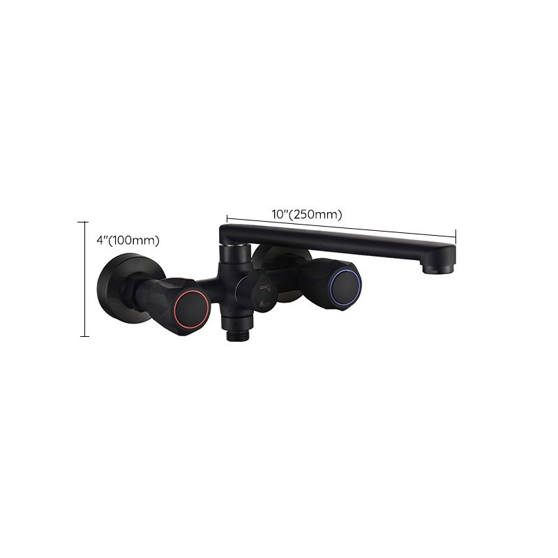Avtoit | Modern Bathtub Faucet Trim Black Wall Mounted Swivel Spout with Hand Shower