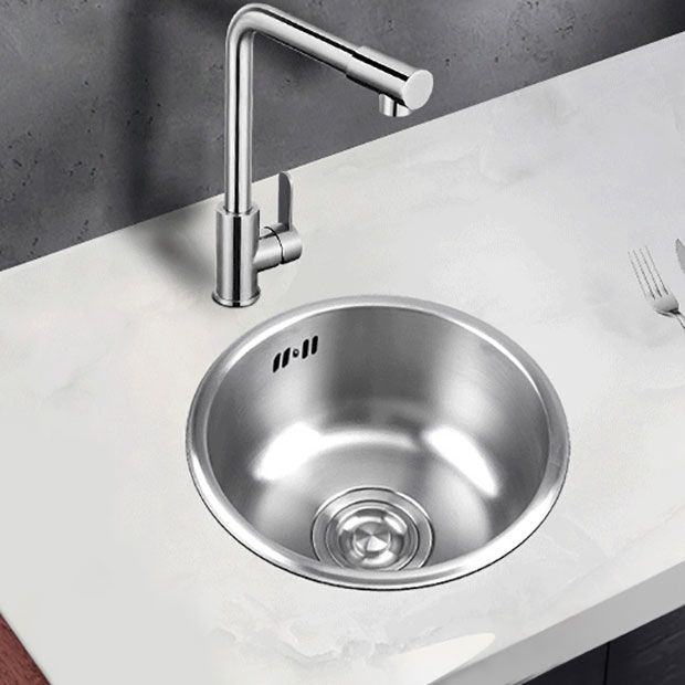 Avtoit | Round Stainless Steel Kitchen Sink with Drain Assembly Built-in Sink