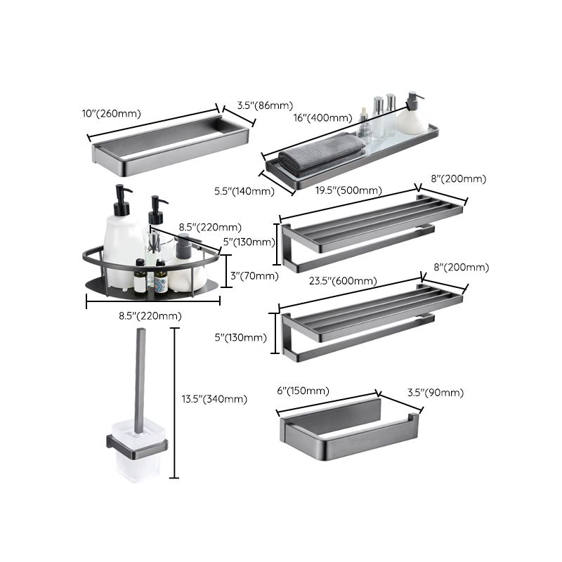 Avtoit | Gray 5-piece modern bathroom accessory set made of stainless steel