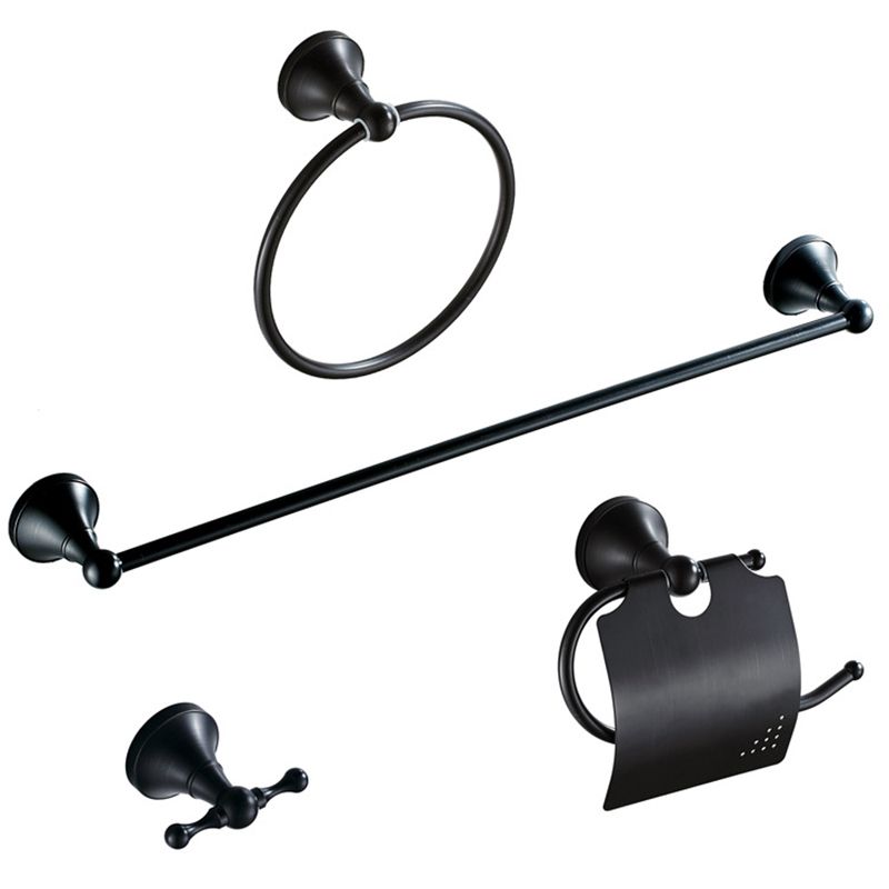 Avtoit | Metal Bathroom Set 4-piece Traditional Style Black Bathroom Accessory Set