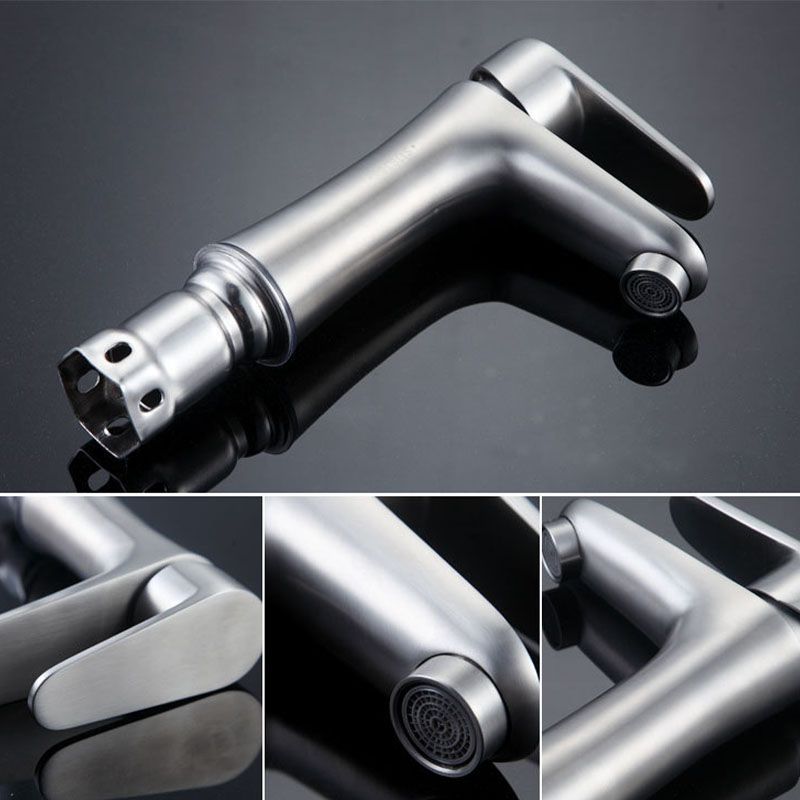 Avtoit | Contemporary Stainless Steel Sink Faucet Lever Handles Low Arc Sink Faucet