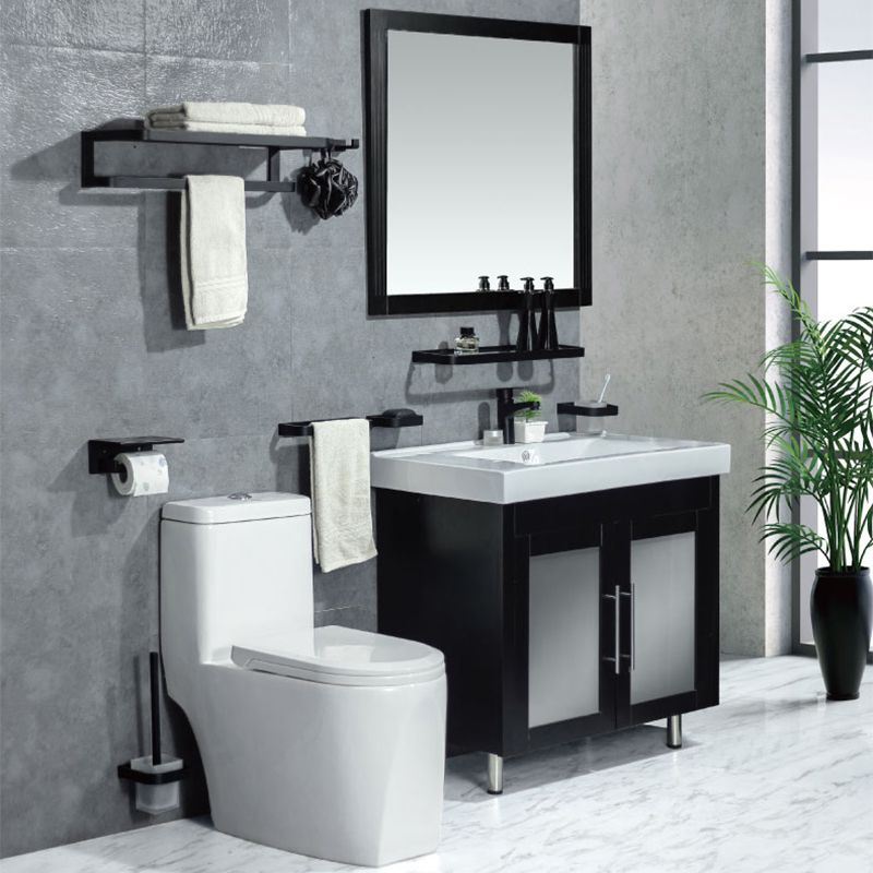 Avtoit | Modern Classic Bathroom Accessories Set in Stainless Steel Matte Black Bathrobe Hook/Towel Ring Bar