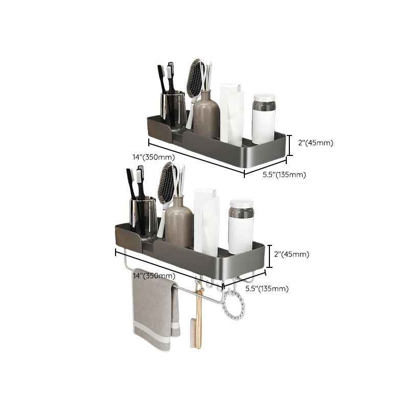 Avtoit | 3-piece modern bathroom hardware set aluminum bathroom shelf in gray