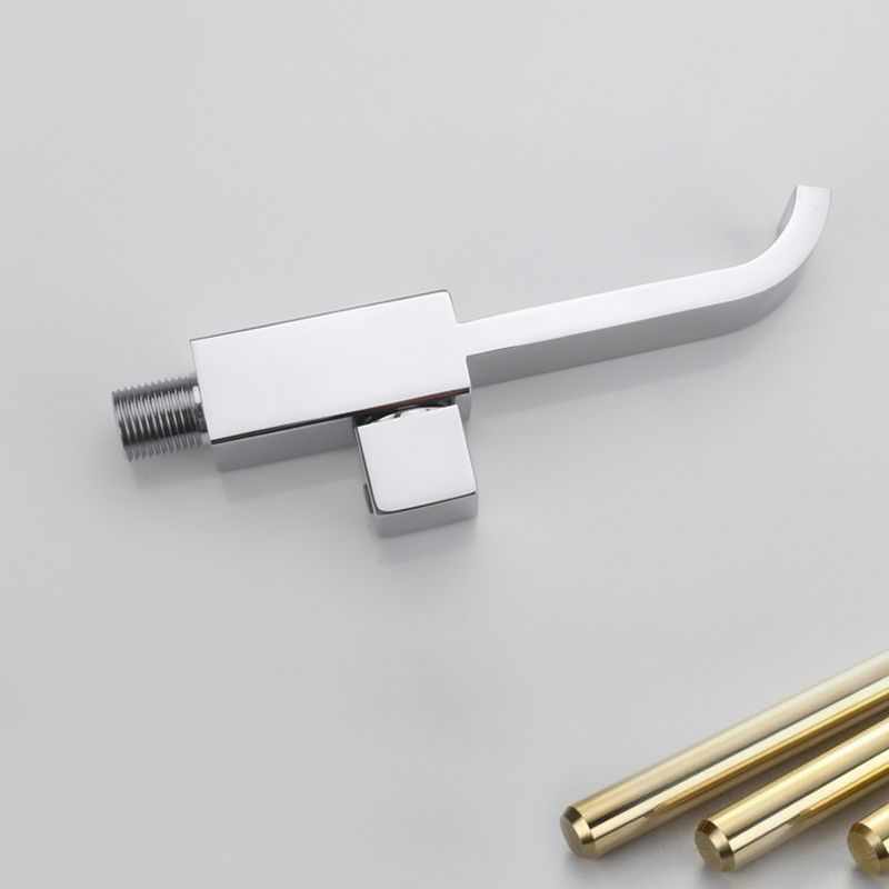 Avtoit | Contemporary Wall Mounted Bathroom Faucet Handle Knob Solid Brass Square Faucet
