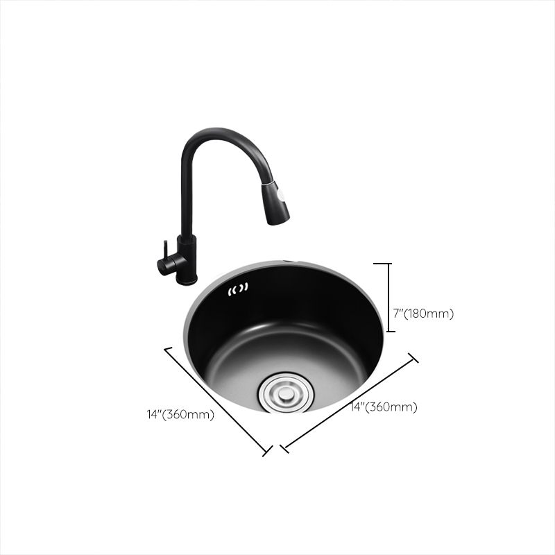 Avtoit | Single Bowl Kitchen Sink Round Stainless Steel Sink with Drain Basket Kits