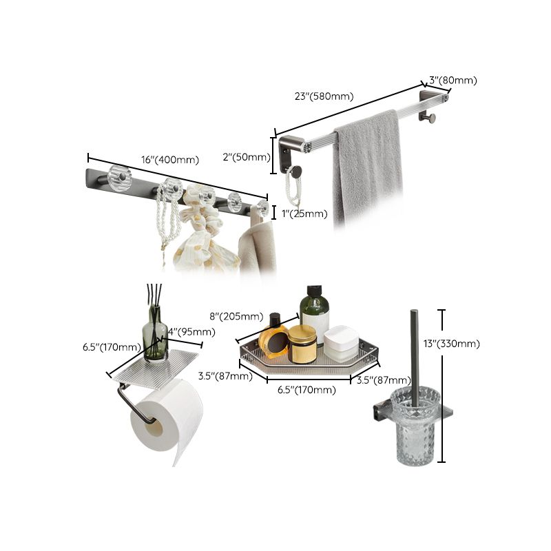 Avtoit | Modern Bathroom Set Gray Towel Rack Bathroom Shelf Bathroom Accessories Set