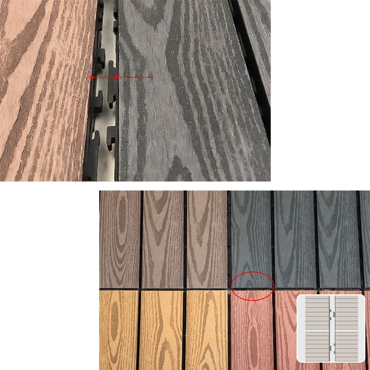 Avtoit | Composite Square Patio Tiles Interlocking Striped Pattern Patio Floor Tiles