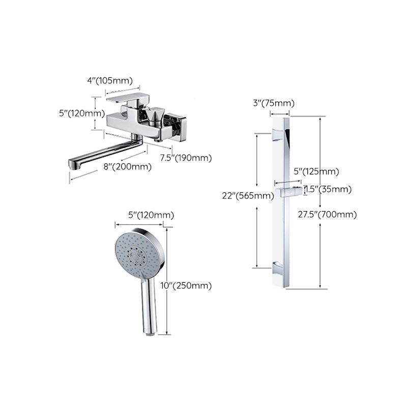 Avtoit | Wall Mounted Bathtub Faucet Trim Polished Chrome Swivel Spout with Hand Shower