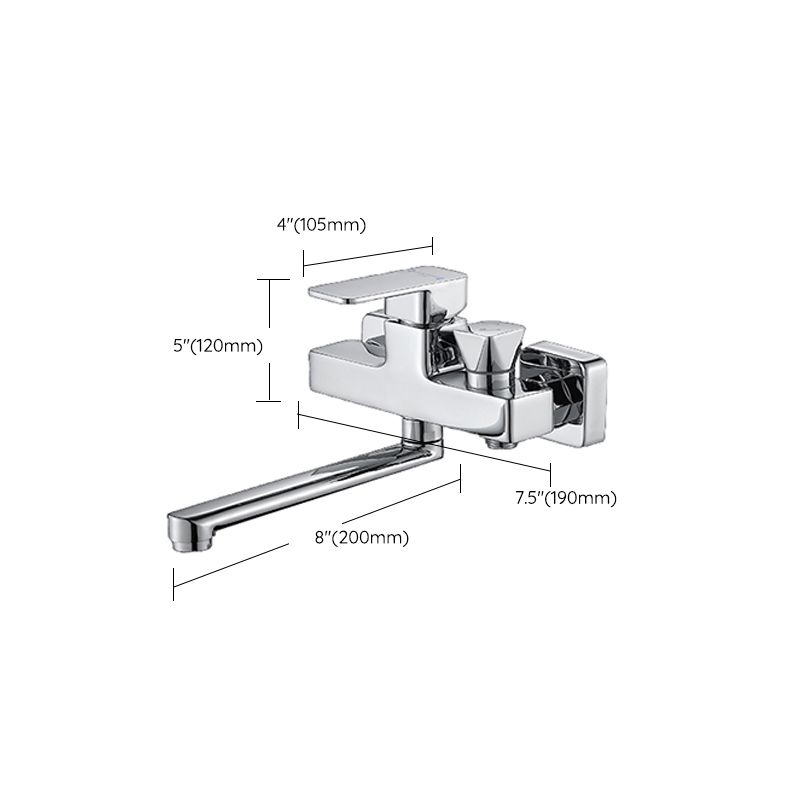 Avtoit | Wall Mounted Bathtub Faucet Trim Polished Chrome Swivel Spout with Hand Shower