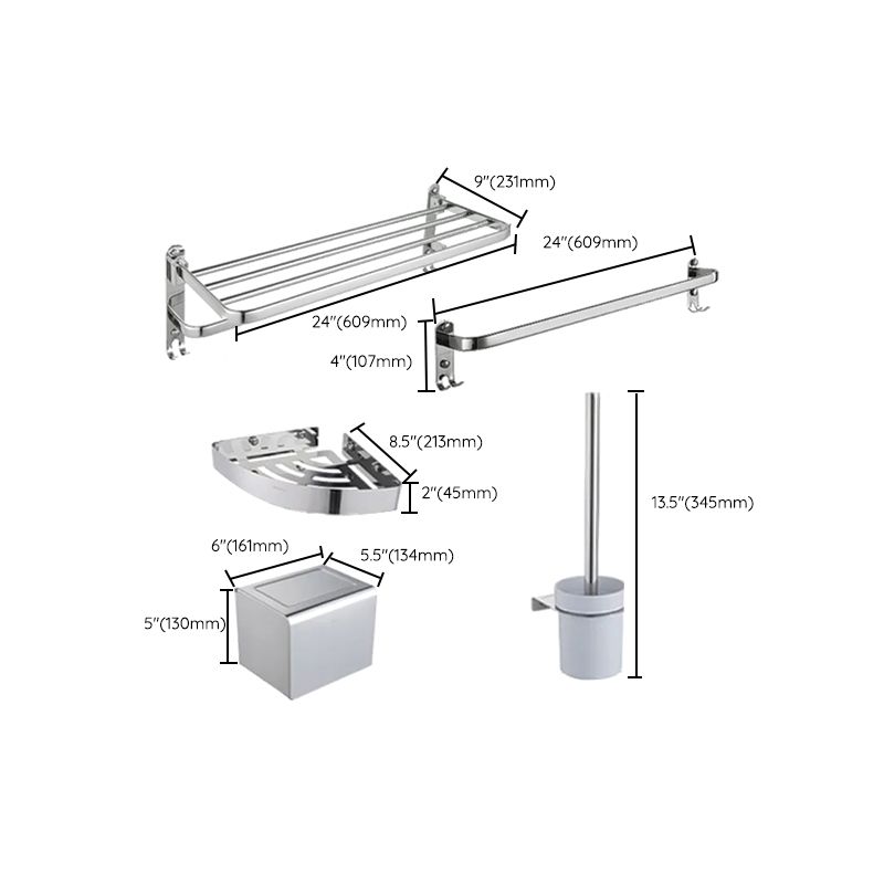 Avtoit | Modern Steel Bathroom Accessory Set Silver Bathroom Accessory Kit