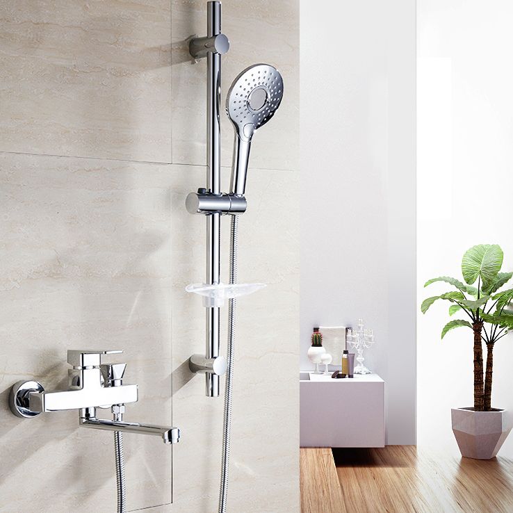 Avtoit | Chrome polished bathroom faucet wall-mounted with swivel spout and hand shower