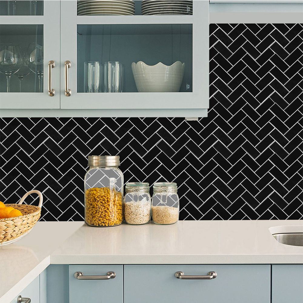 Avtoit | Square Peel & Stick Mosaic Tile Herringbone Peel and Stick Wall Tile
