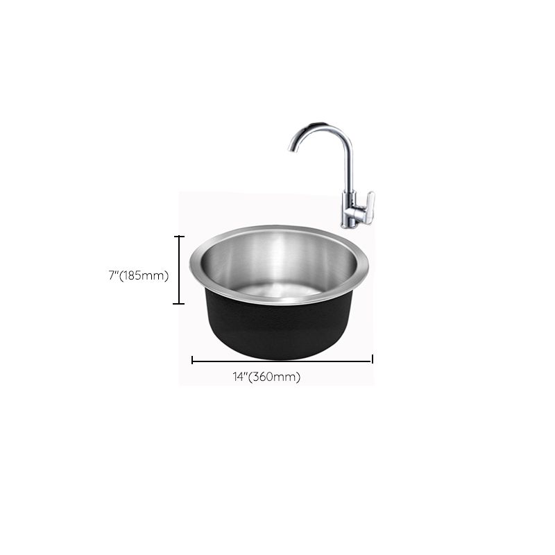 Avtoit | Contemporary Single Basin Kitchen Sink Round Stainless Steel Sink with Drain Strainer Set