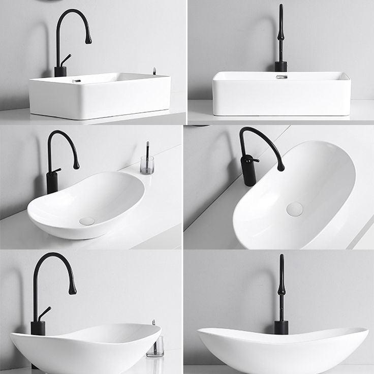 Avtoit | Modern Vessel Sink Porcelain Rectangular Vessel Sink (Not Including Faucet)