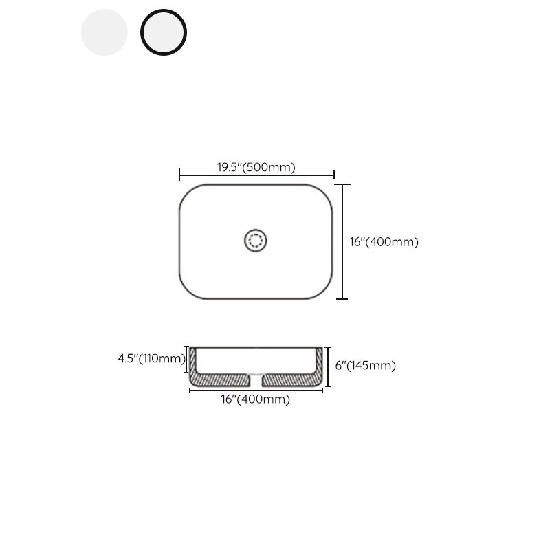 Avtoit | Contemporary sink with pop-up drain porcelain rectangular basin