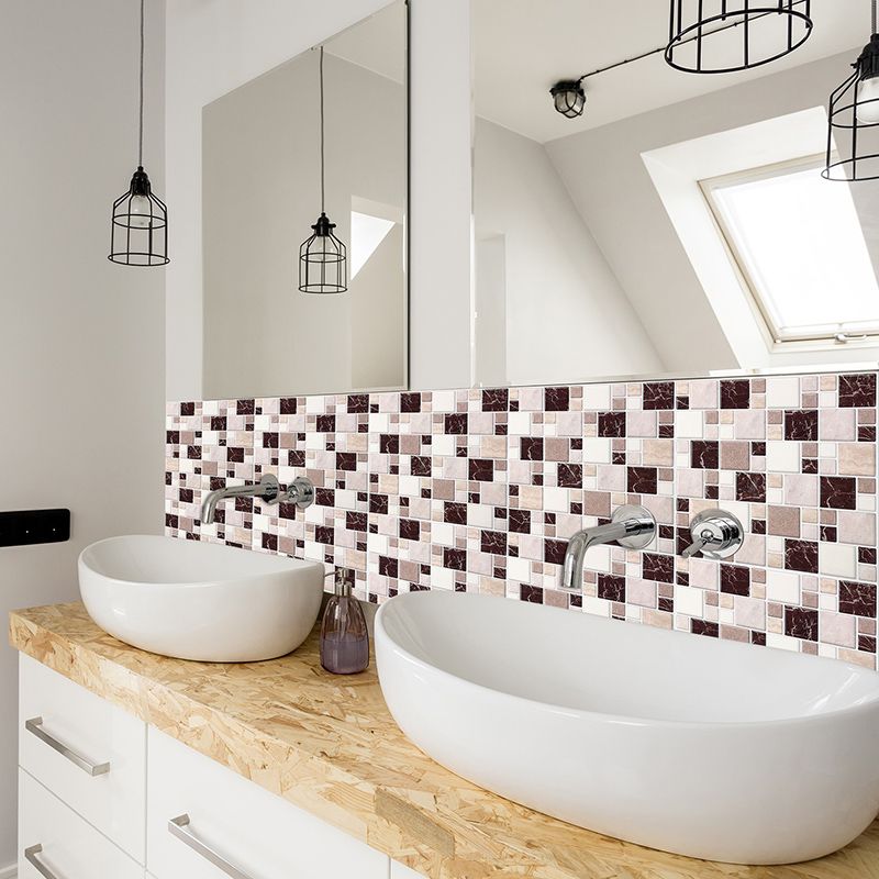 Avtoit | Pattern Matte Color Stone Peel and Stick Mosaic Tile Peel and Stick Tile Set of 2