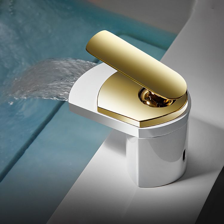 Avtoit | Bathroom Sink Faucet Lever Handle Brass Waterfall Spout Sink Faucet
