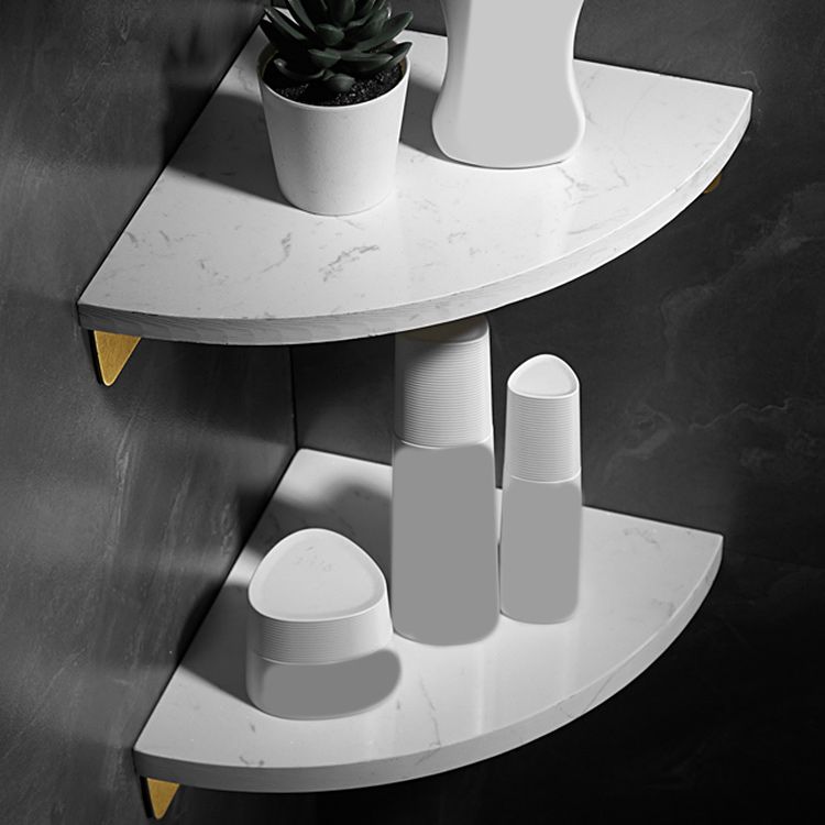 Avtoit | Marble 2-piece Bathroom Accessory Set Brushed Metal Bathroom Shelf