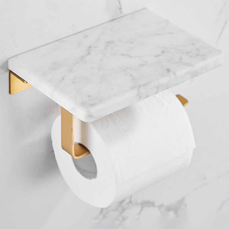 Avtoit | Brushed Brass Bathroom Accessory Set Metal & Marble Bathroom Hardware Set with Bathtub Shelf
