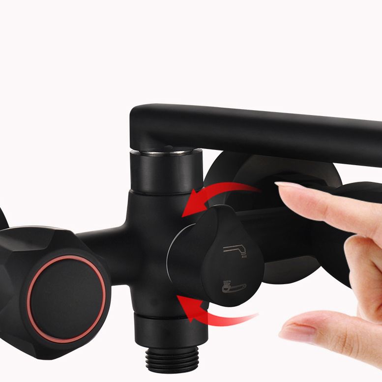 Avtoit | Modern Bathtub Faucet Trim Black Wall Mounted Swivel Spout with Hand Shower