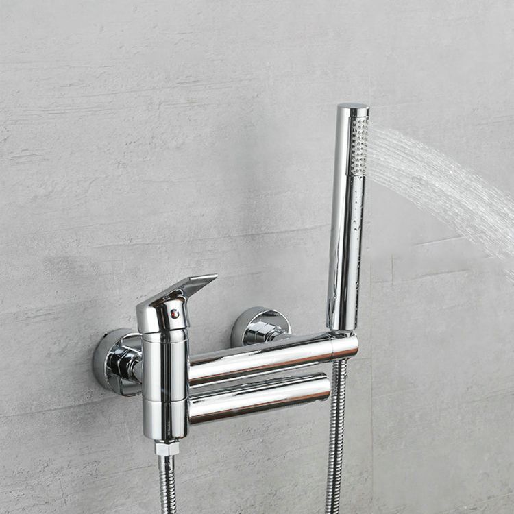 Avtoit | Lever Handle Bathtub Faucet Wall Mount Shower Hose Swivel Spout Bathtub Filling with Hand Shower