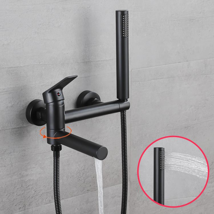 Avtoit | Lever Handle Bathtub Faucet Wall Mount Shower Hose Swivel Spout Bathtub Filling with Hand Shower