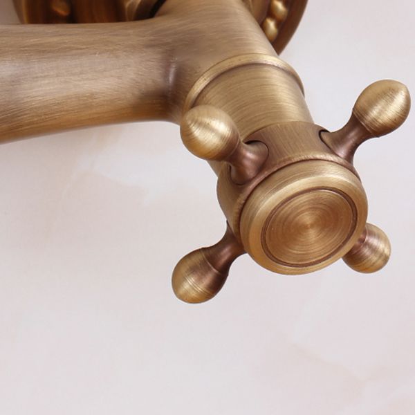 Avtoit | Traditional Wall-Mounted Metal Bathtub Filler Double Handles Waterfall Bathtub Faucet Trim
