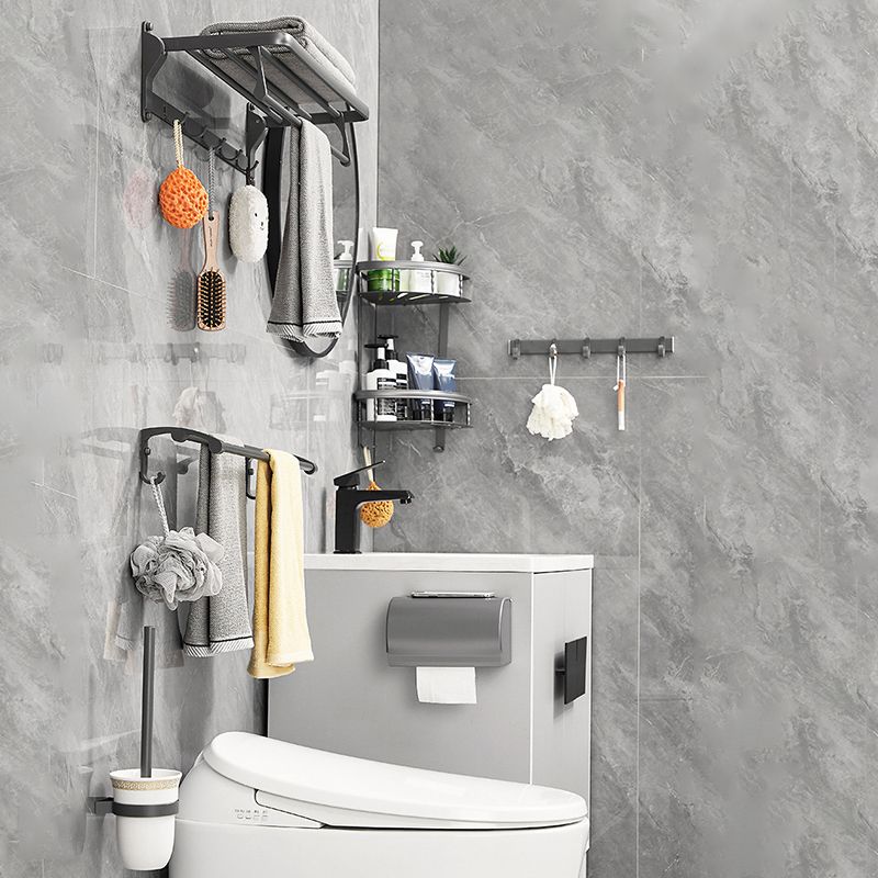 Avtoit | Gray 6/7-piece modern bathroom accessory set bathroom shelf/bath towel hooks/towel bar included