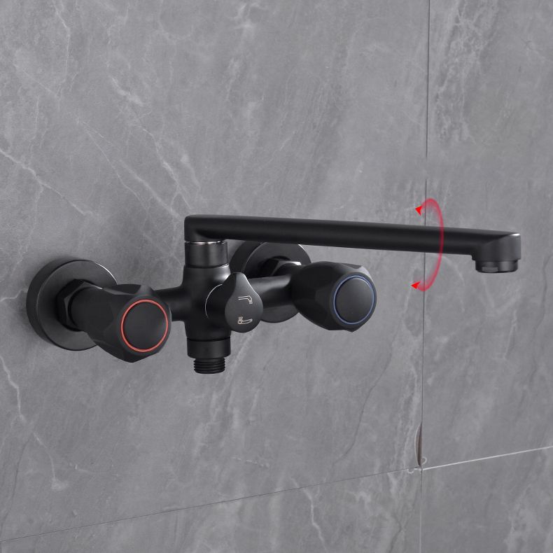 Avtoit | Modern Bathtub Faucet Trim Black Wall Mounted Swivel Spout with Hand Shower