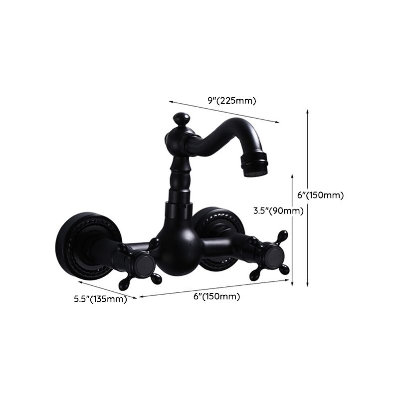 Avtoit | Black Wall-Mounted Bathroom Faucet American Classic Widespread Sink Faucet