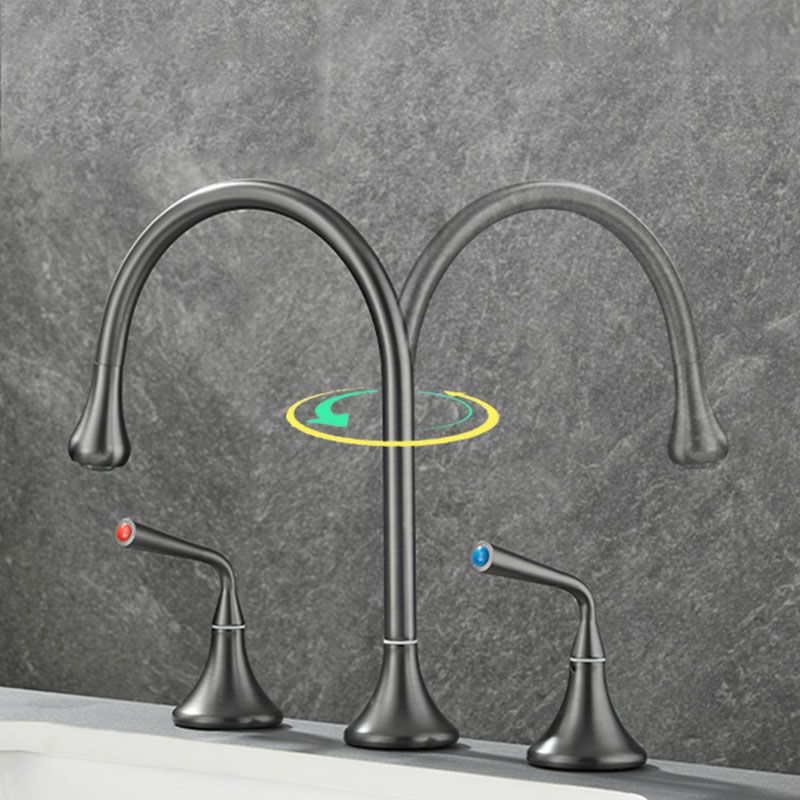 Avtoit | Double Handle Tub Spout Deck Mounted High Arc Brass Modern Roman Tub Spout