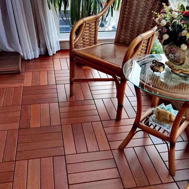 Avtoit | 4-Slat Wood Deck/Patio Floor Tiles Interlocking Installation Floor Tiles