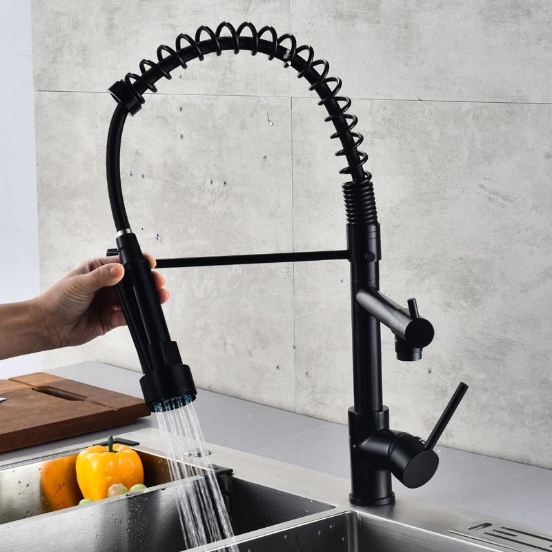 Avtoit | Glam Basin Faucet Brass Lever Handles Spring Neck Three-Function Bathroom Sink Tap