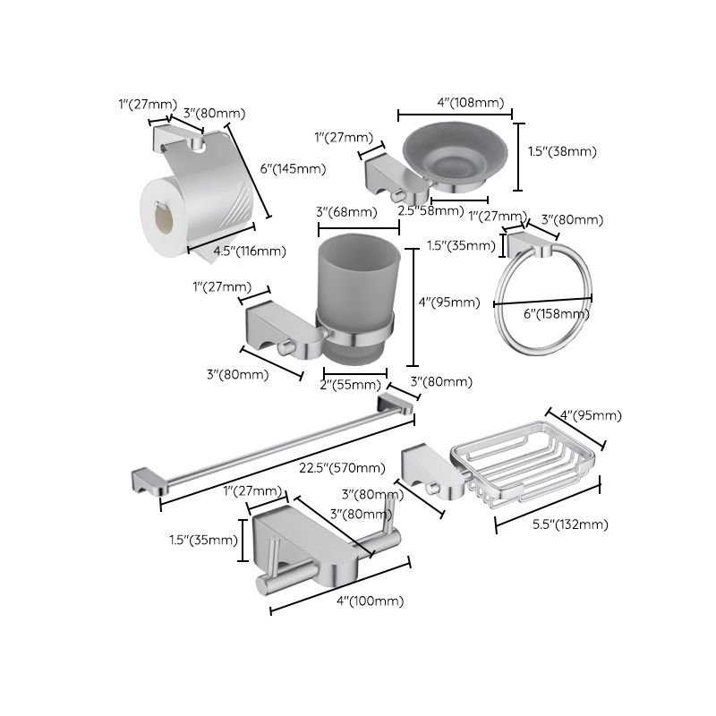 Avtoit | 6-piece chrome bathroom accessory as a single item or as a set with towel ring bar