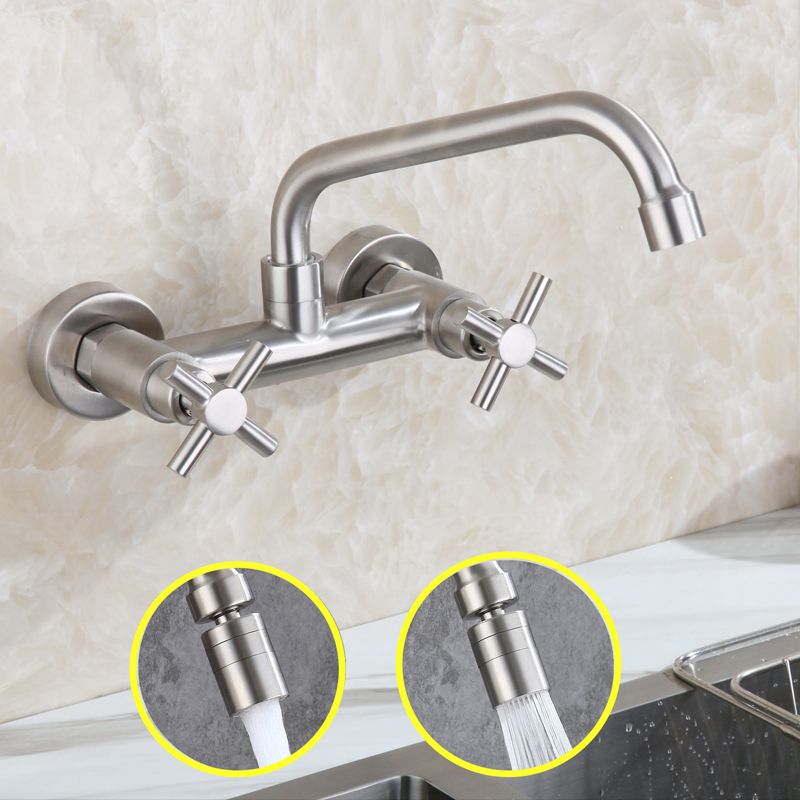 Avtoit | Round 2-Handle Bathroom Faucet Single Hole Wall Mounted Bathroom Faucet