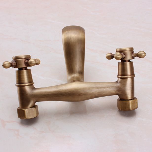 Avtoit | Traditional Wall-Mounted Metal Bathtub Filler Double Handles Waterfall Bathtub Faucet Trim