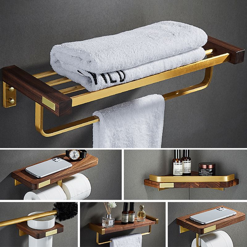 Avtoit | 6-piece walnut bathroom accessory set metal gold bath hardware set