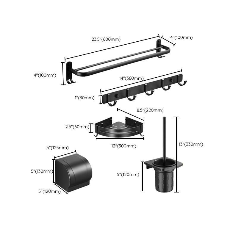 Avtoit | Modern Black Bathroom Accessory Set Tissue Holder Towel Bar Bathroom Fittings Set