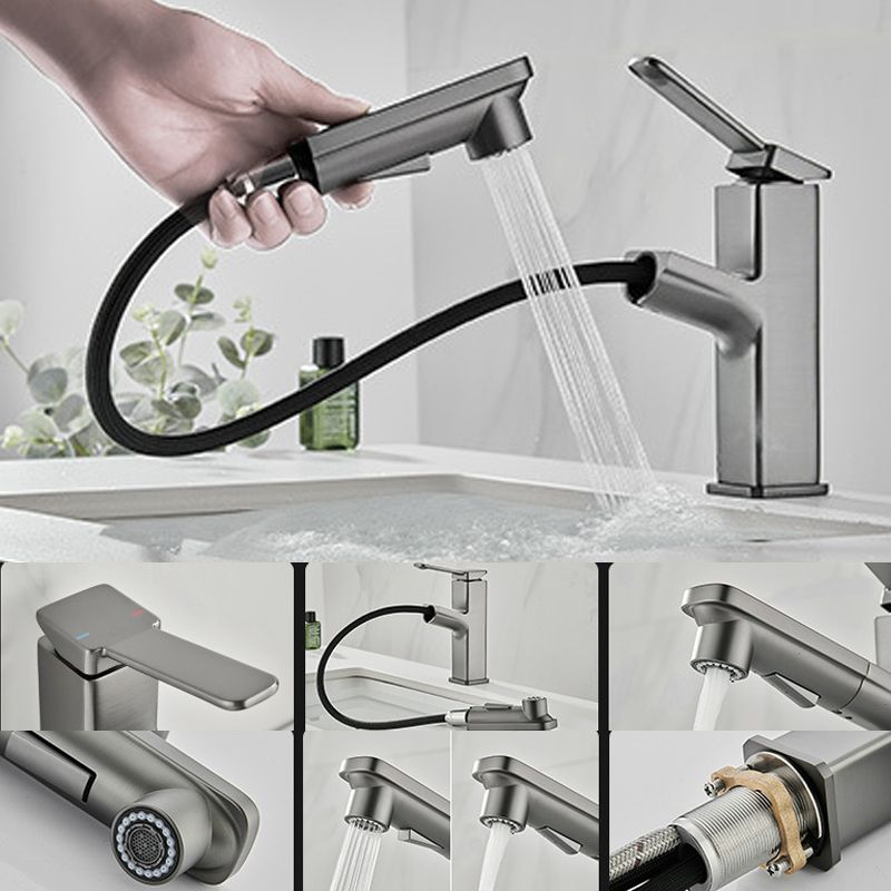 Avtoit | Modern Brass Water Faucet Center Mount Bathroom Faucet with Water Hose