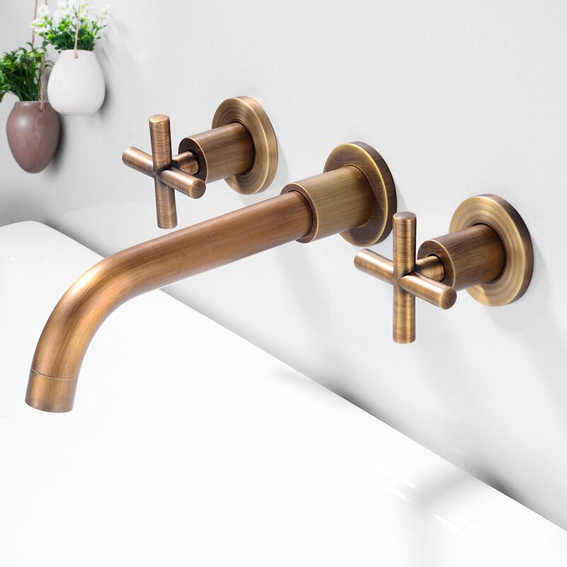 Avtoit | 3 holes faucet 2 cross handle wall-mounted faucet for the bathroom