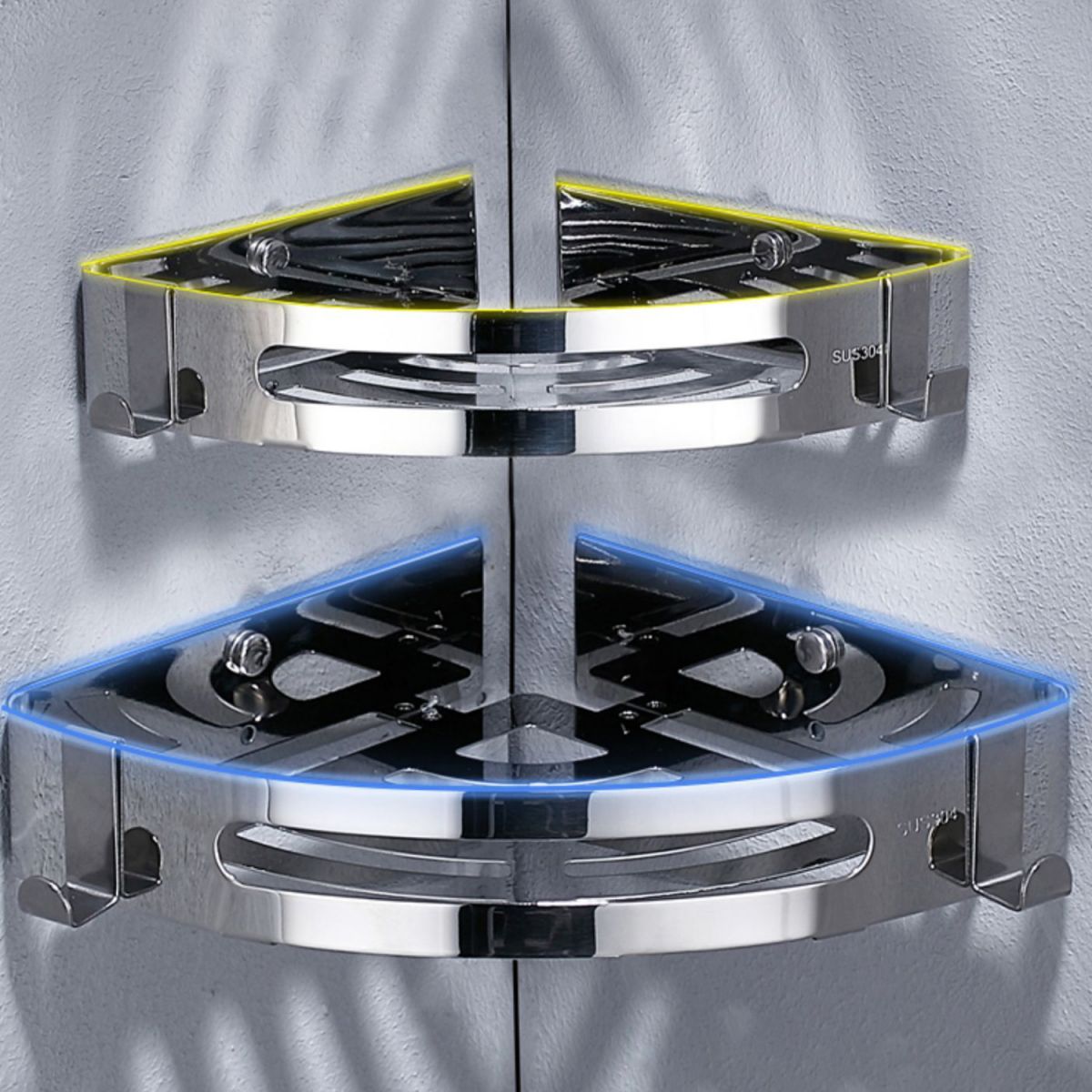 Avtoit | Modern Stainless Steel Bath Accessory Set Rectangular & Triangular Bath Shelf