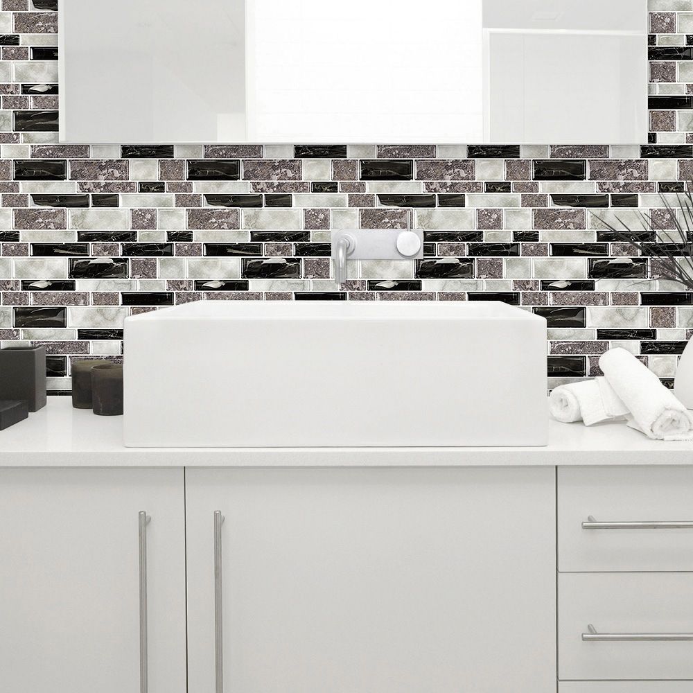 Avtoit | 12"x 12" Resin Mosaic Tiles Square Self-Adhesive Tiles for Backsplash & Wall Tile