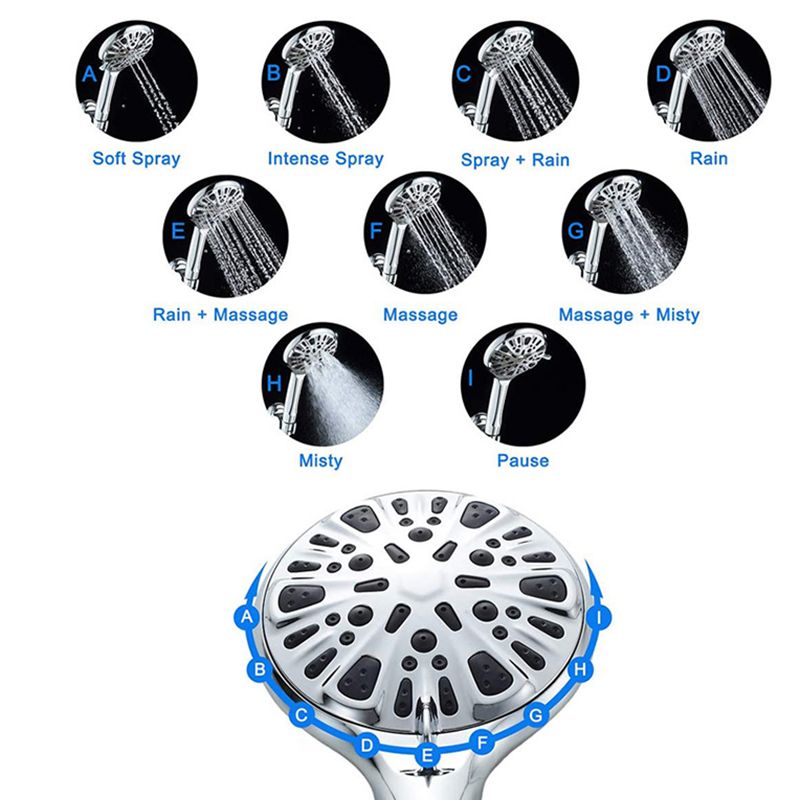 Avtoit | Modern Shower Head for Bathroom 9-Jet Round Wall-Mounted Shower Head