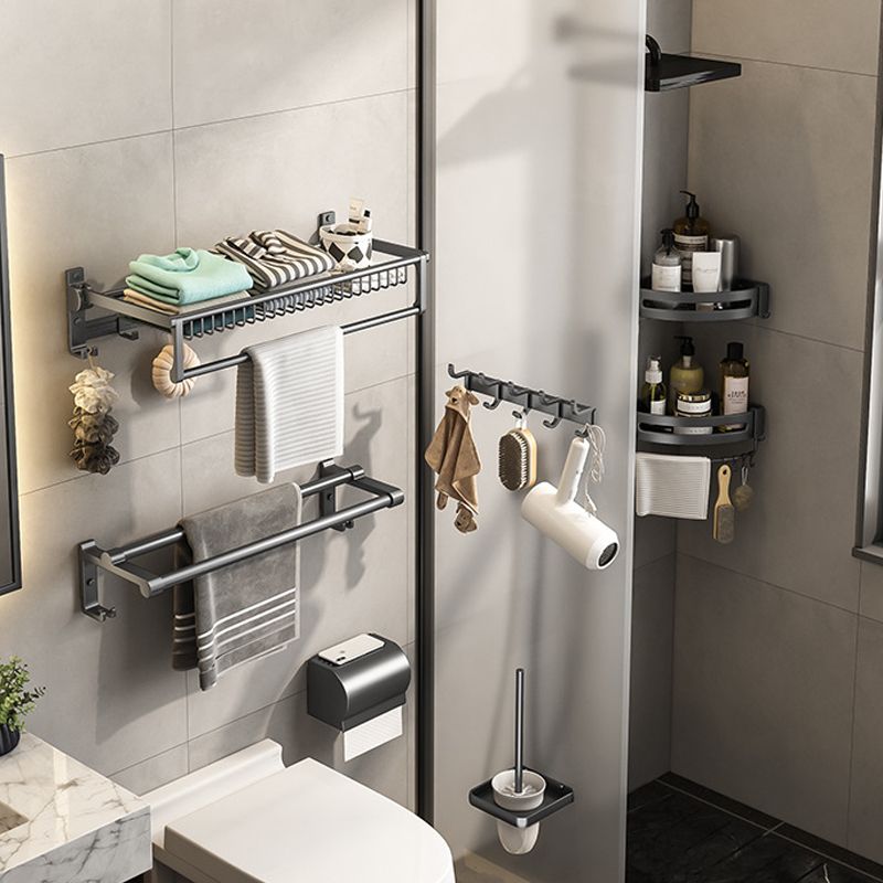 Avtoit | Gray bathroom accessories as a single piece or as a set with towel holder/bathroom shelf/robe hooks