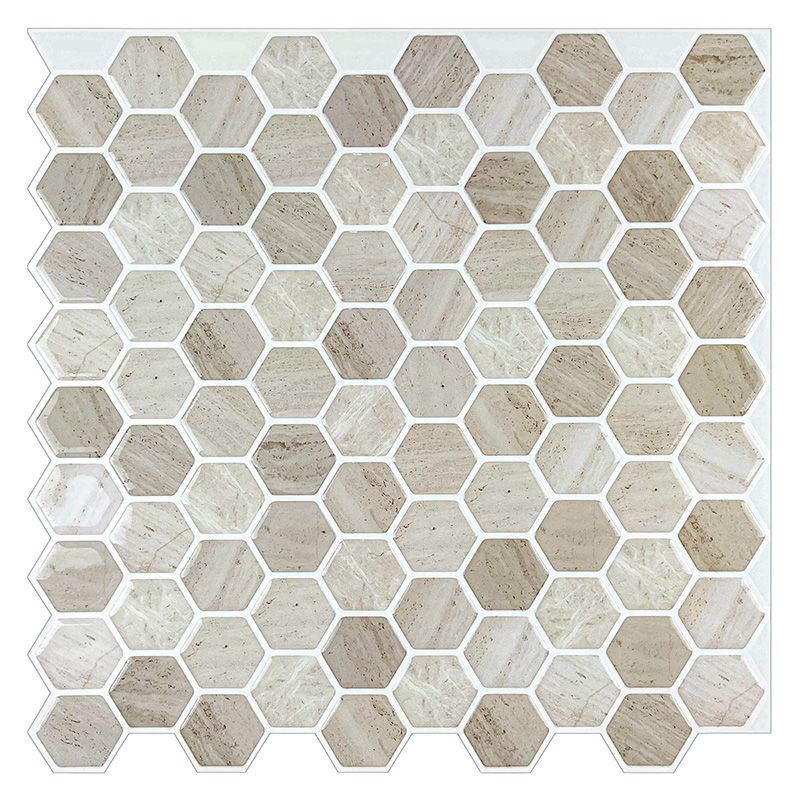 Avtoit | Hexagonal Peel & Stick Tile Stain-Resistant Plastic Peel & Stick Tile for Shower