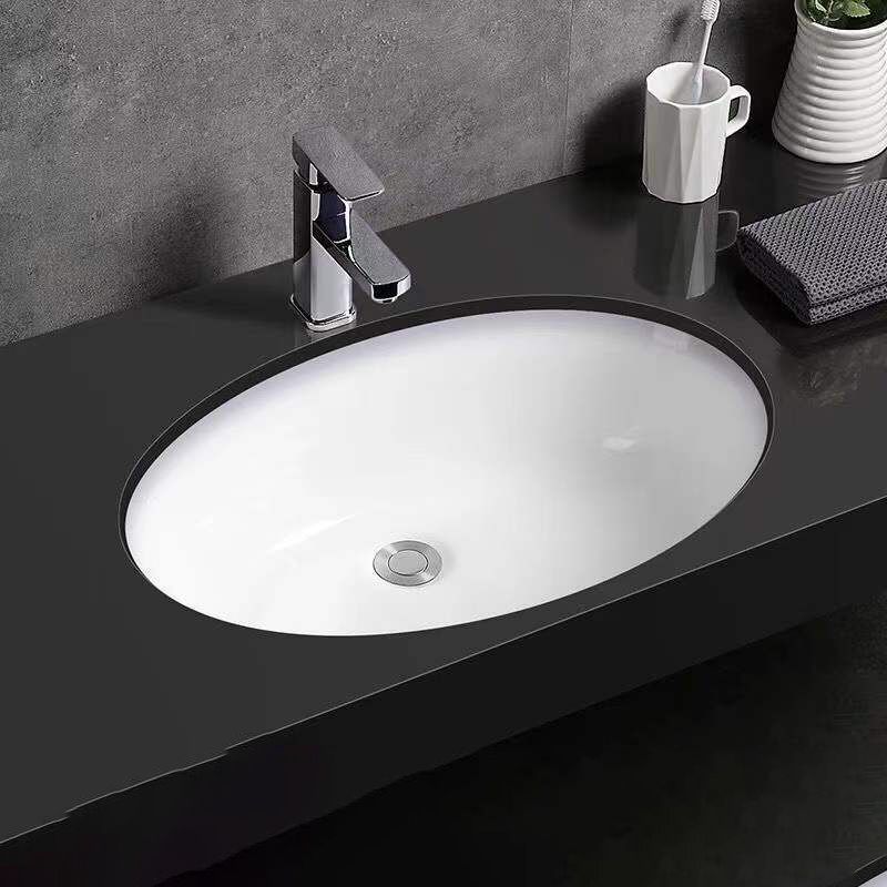 Avtoit | Modern Under-Mount Sink Oval Porcelain with Pop-Up Drain Sink